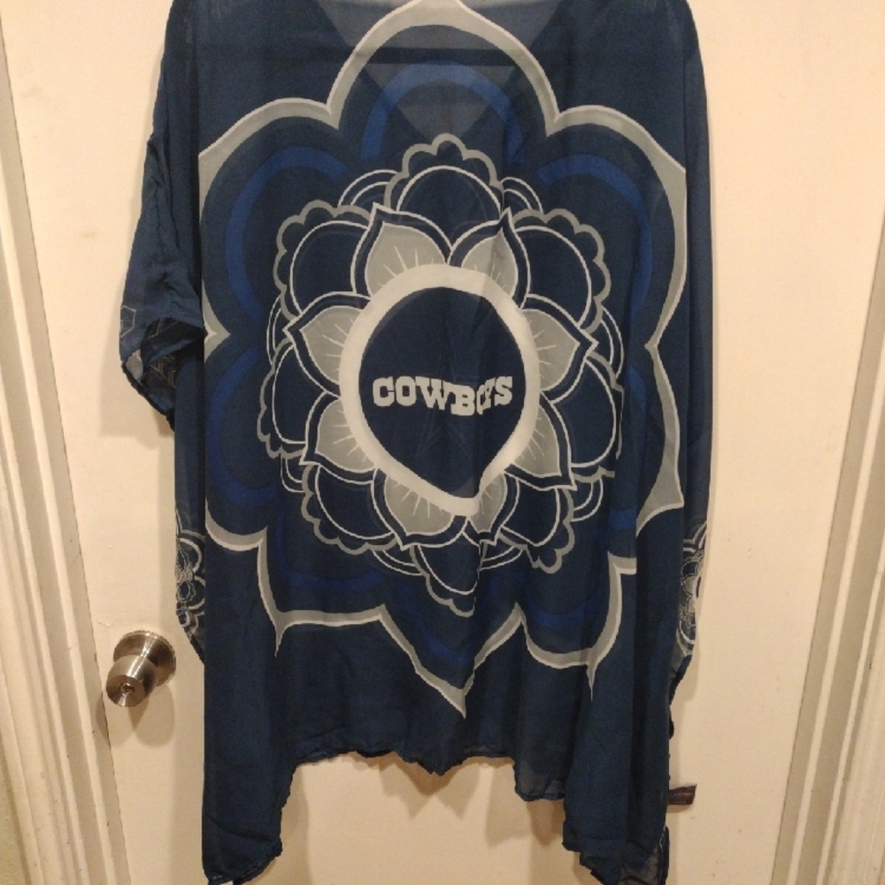 NFL Dallas Cowboys Football Women's Chiffon Poncho Cover-up Top OS- Little Earth - Picture 7 of 7